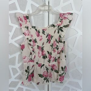 Old Navy Pink Floral Smocked Top